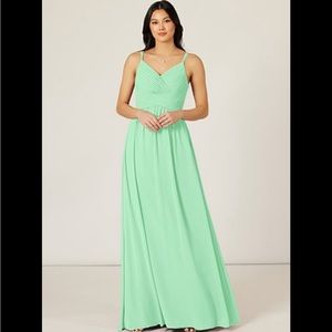 Azazie Mint Green Blake‎ Chiffon Floor Length Bridesmaid Prom Dress Size: 8 NEW